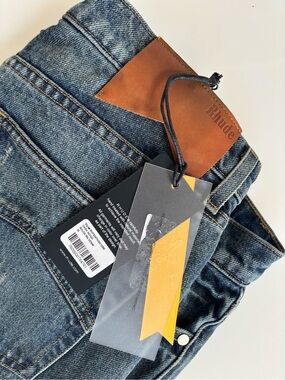 NWT Rhude 90s Denim Dark Indigo Distressed Jeans Size 34